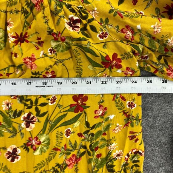 Terra & Sky Blouse Women 1X Plus Yellow V-Neck Tie Up Long Sleeve Rayon Casual - Picture 7 of 9